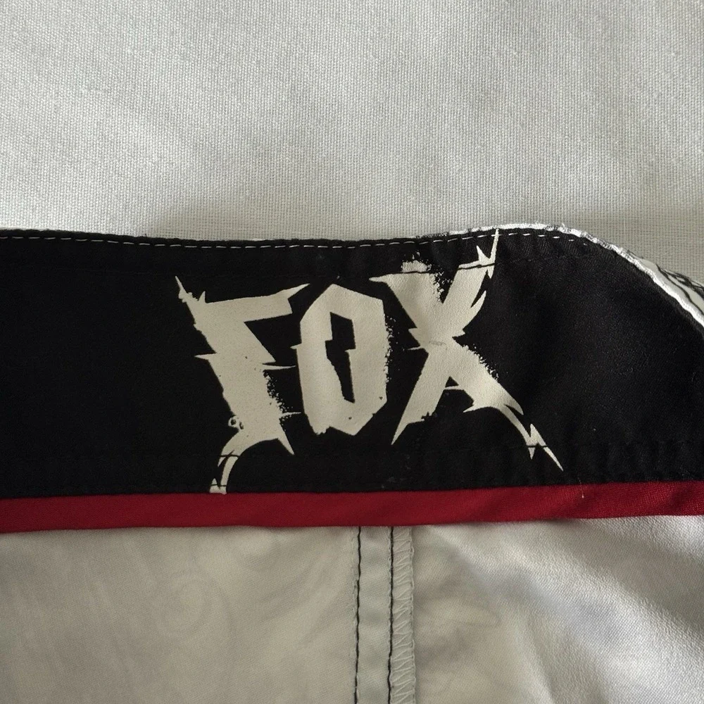 Y2K Fox Riders Co Mens Board Shorts Black White Skater Surfer Beach Size 34